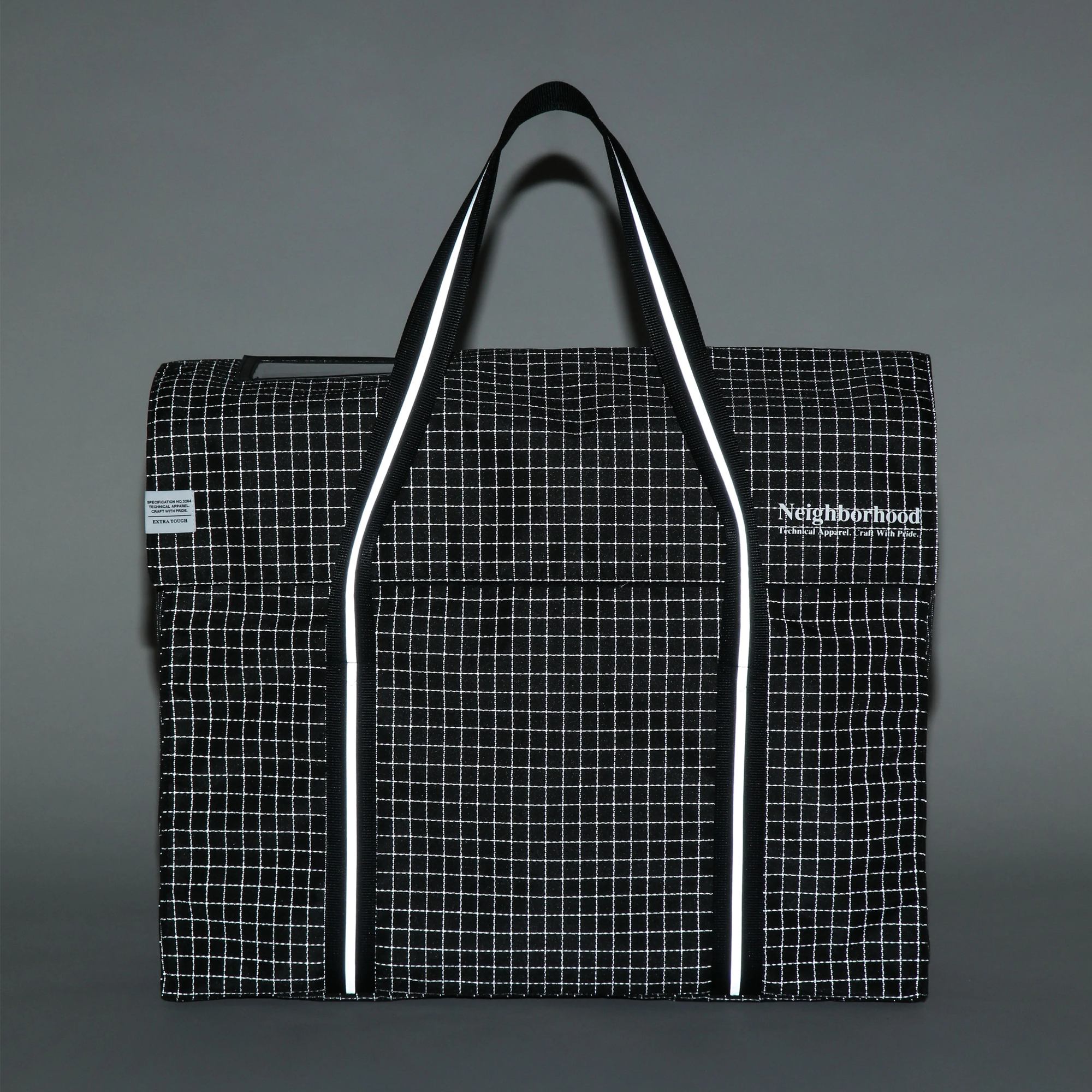 Neighborhood Reflective Flap Tote Bag Black