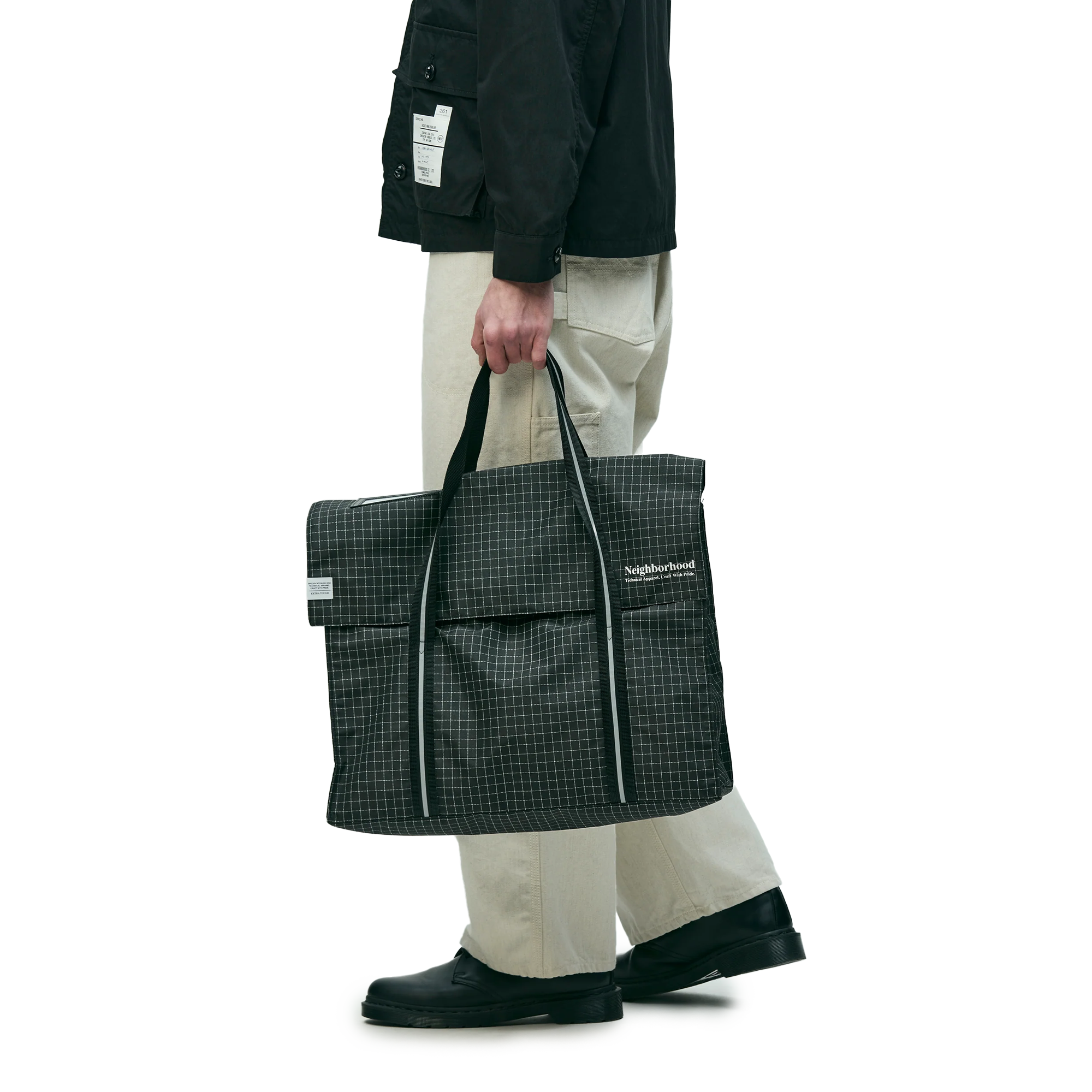Neighborhood Reflective Flap Tote Bag Black