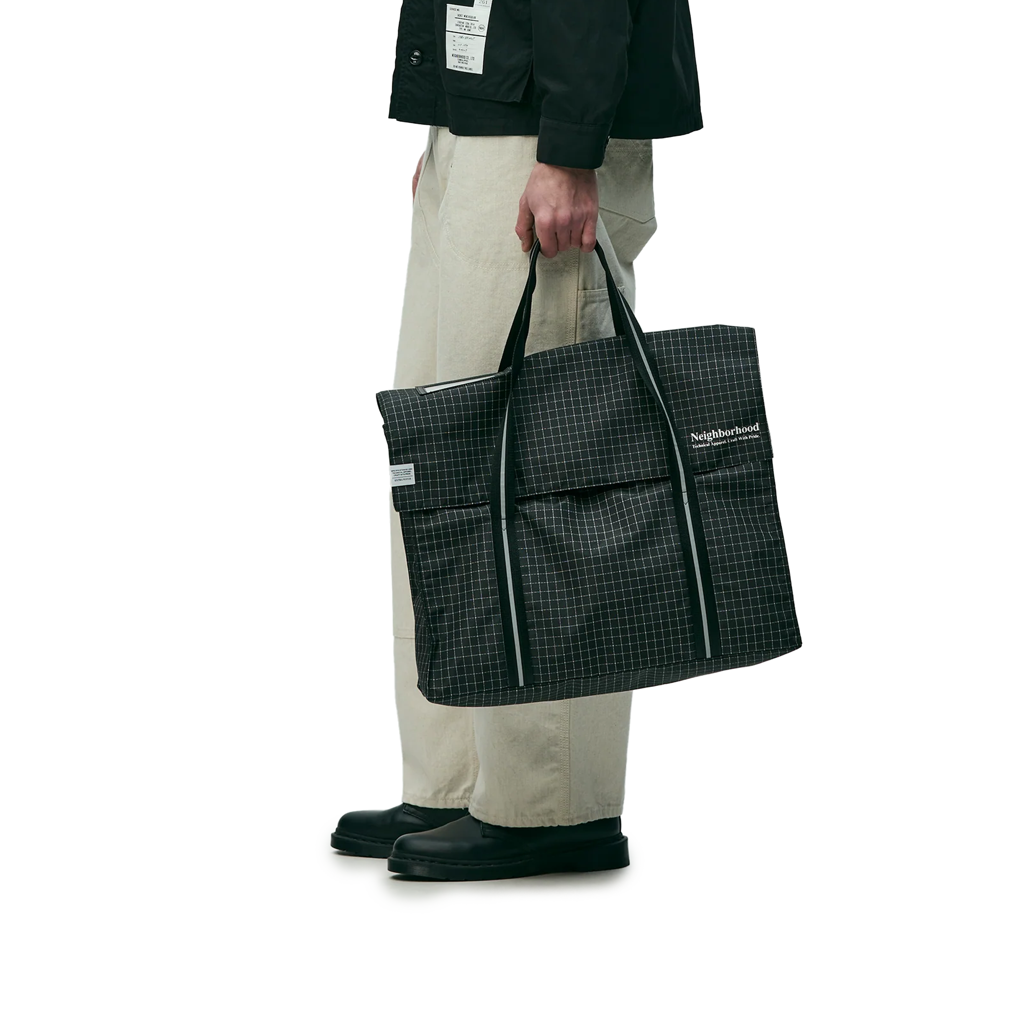 Neighborhood Reflective Flap Tote Bag Black