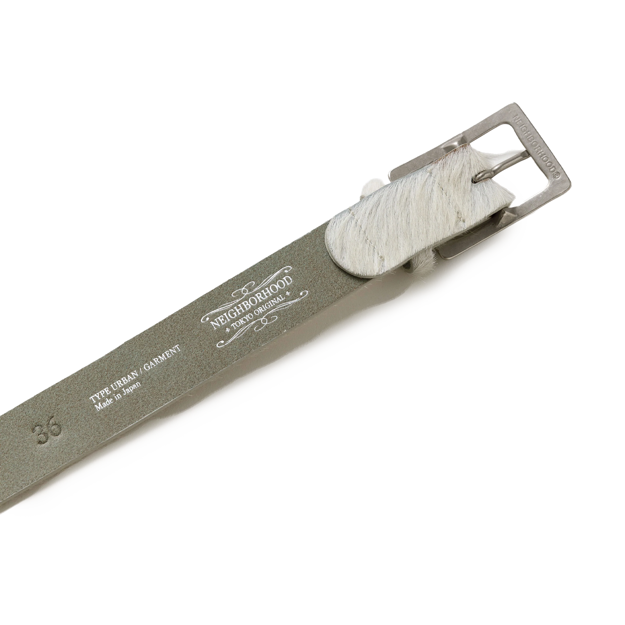 Neighborhood Hair-On Leather Belt White PKNH-AC02WHT
