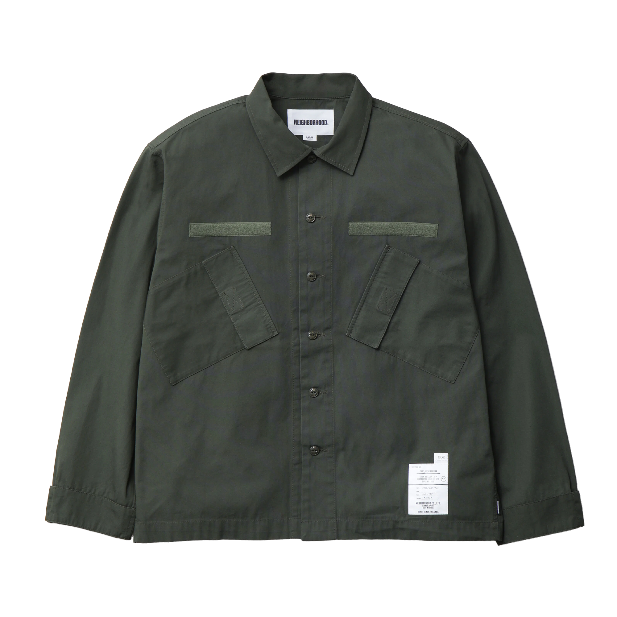 Neighborhood Slant Pocket Long Sleeve Shirt Olive Drab TSNH-SHM04