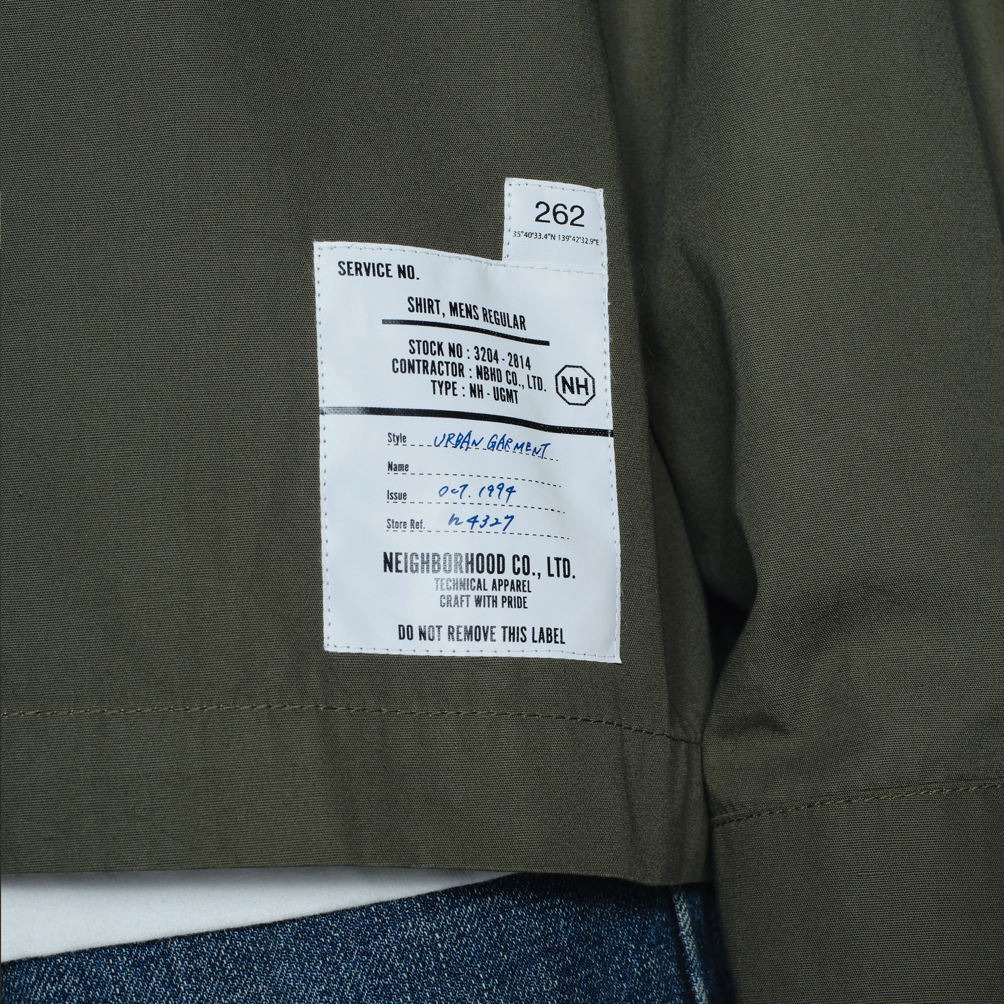 Neighborhood Slant Pocket Long Sleeve Shirt Olive Drab TSNH-SHM04