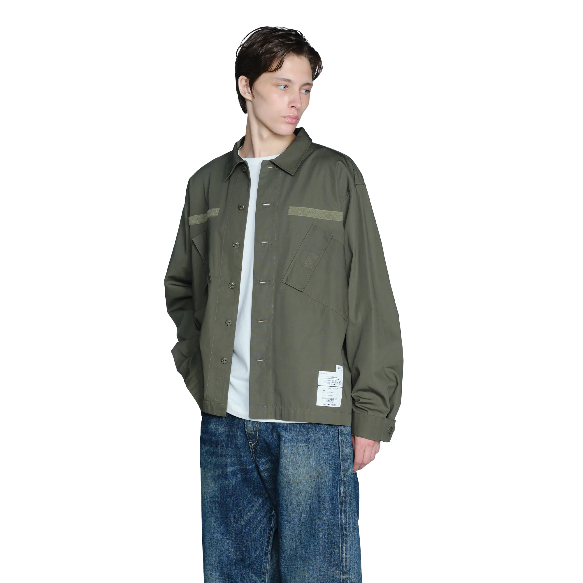 Neighborhood Slant Pocket Long Sleeve Shirt Olive Drab TSNH-SHM04