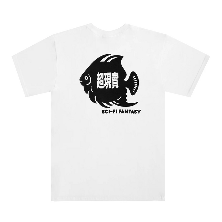 Sci-Fi Fantasy Fish Pocket T-Shirt White