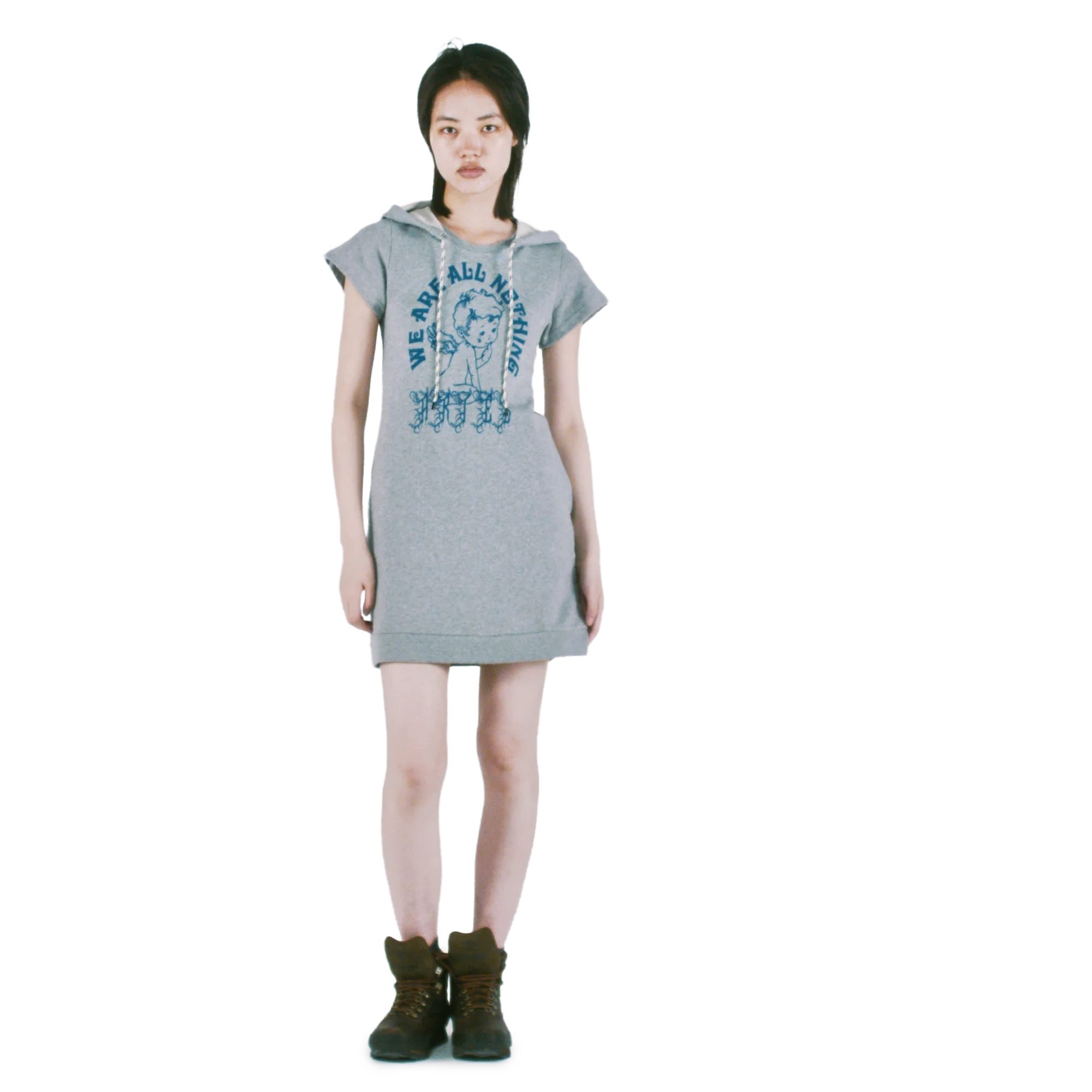 Aries Angel of Nothing Hooded Dress Grey Marl