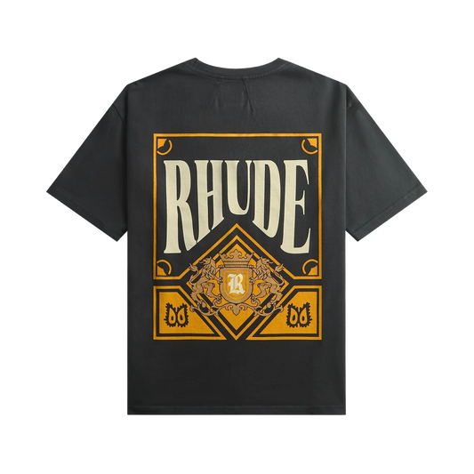 R H U D E Playing Card T-Shirt Vintage Black/Yellow