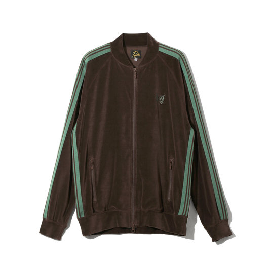 Needles Rib Collar Track Jacket C/PE Velour Brown