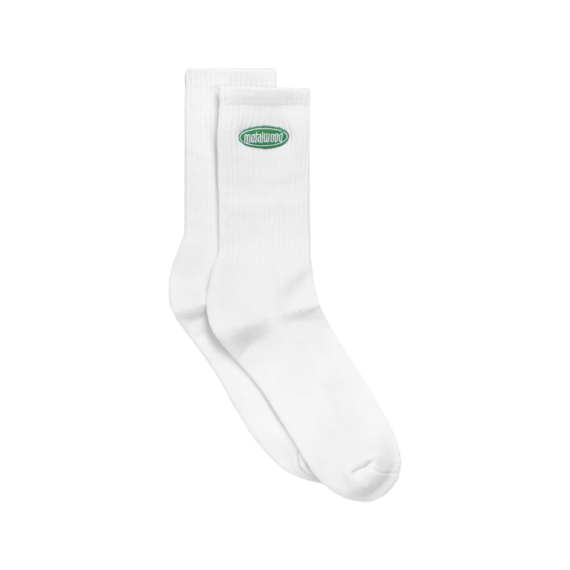 Metalwood Oval Logo Crew Sock White