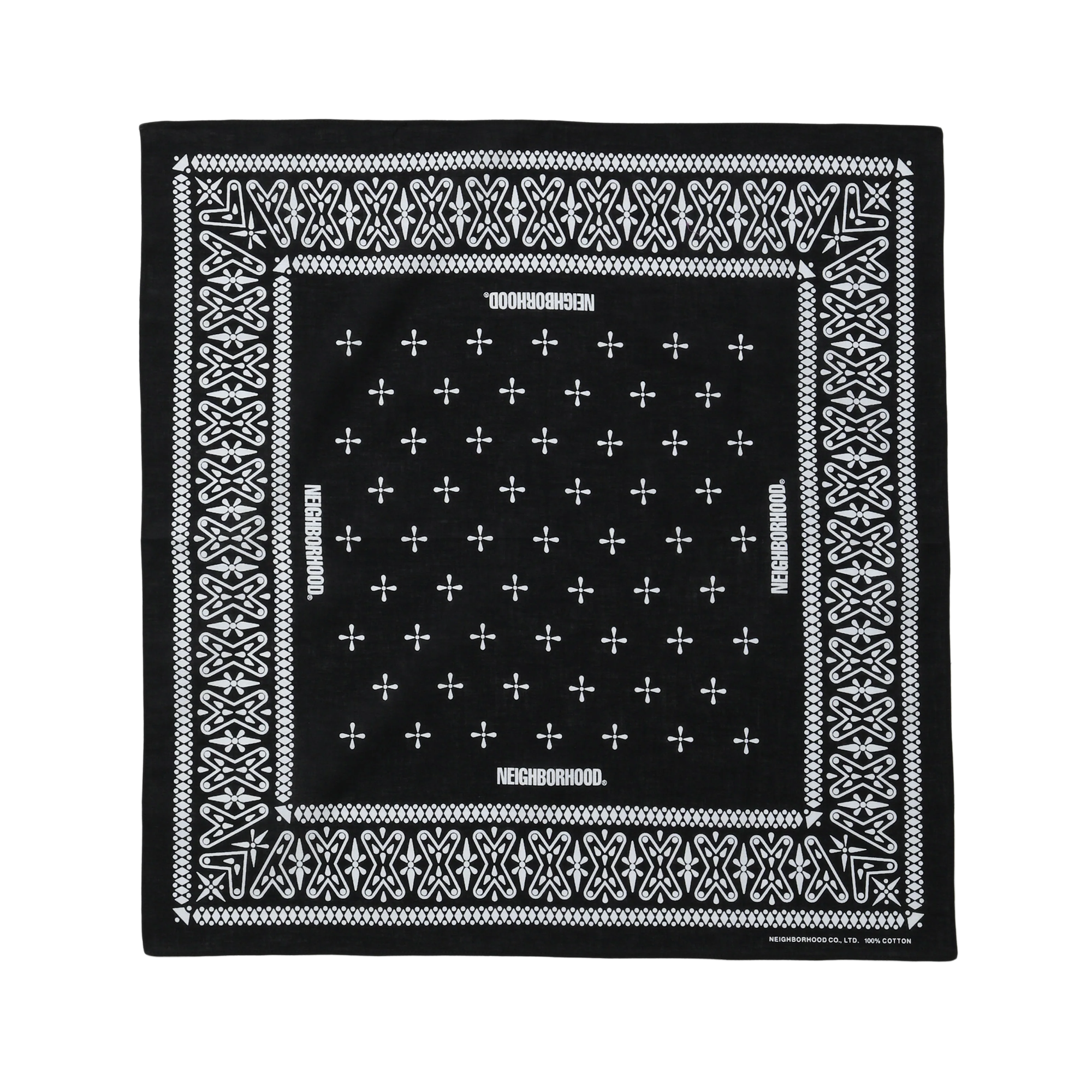 Neighborhood Cross Pattern Bandana Black