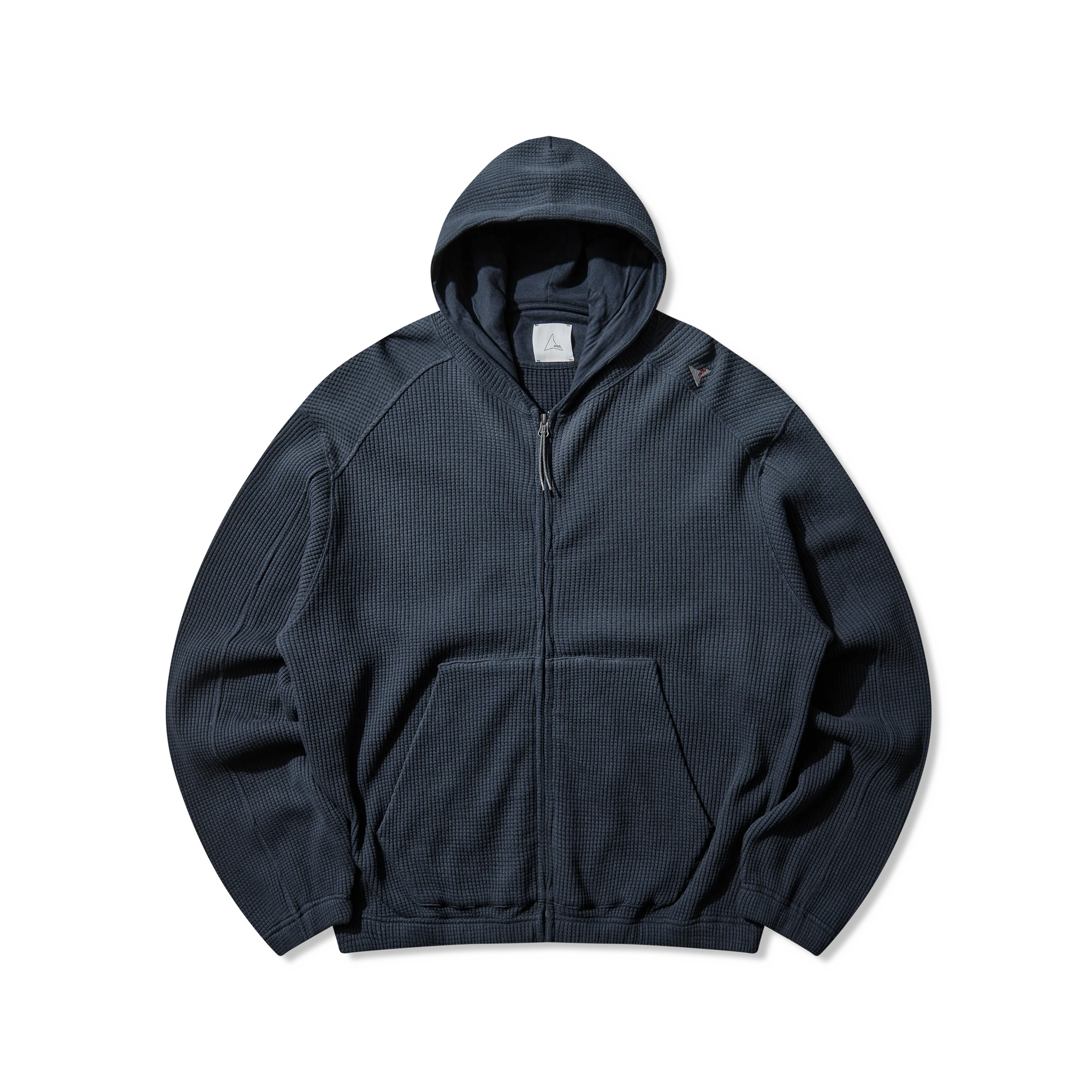 ROA Bee Sun Faded Organic Waffle Zip Up Hoodie Navy