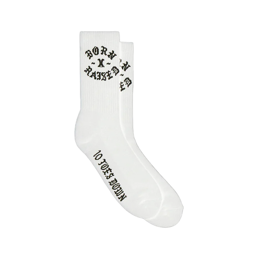 Born x Raised 10 Toes Down Rocker Socks White