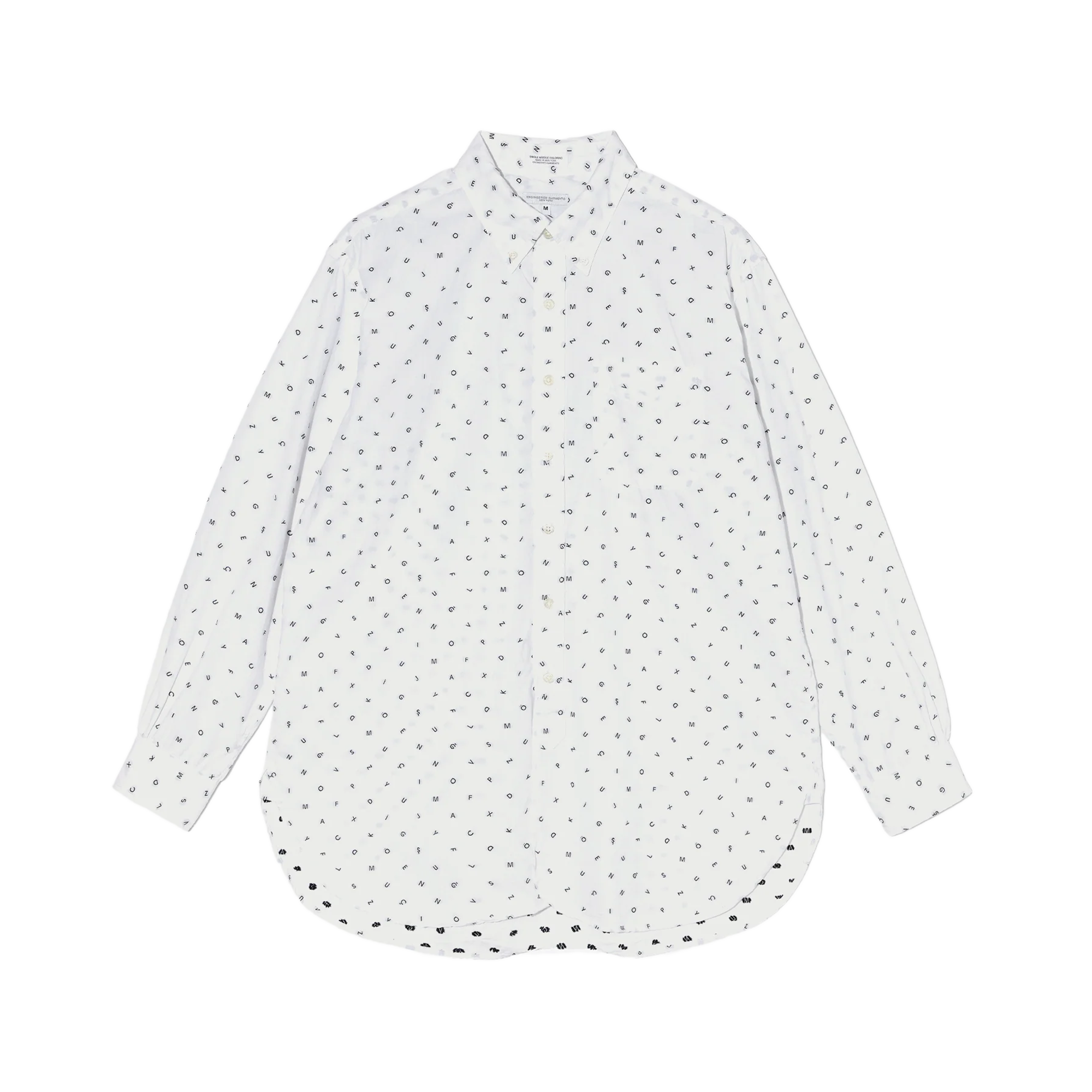 Engineered Garments 19 Century BD Shirt White Cotton Alphabet Embroidery
