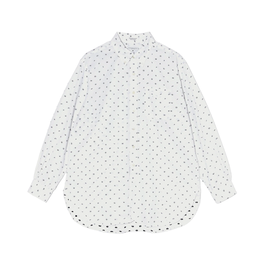 Engineered Garments 19 Century BD Shirt White Cotton Alphabet Embroidery