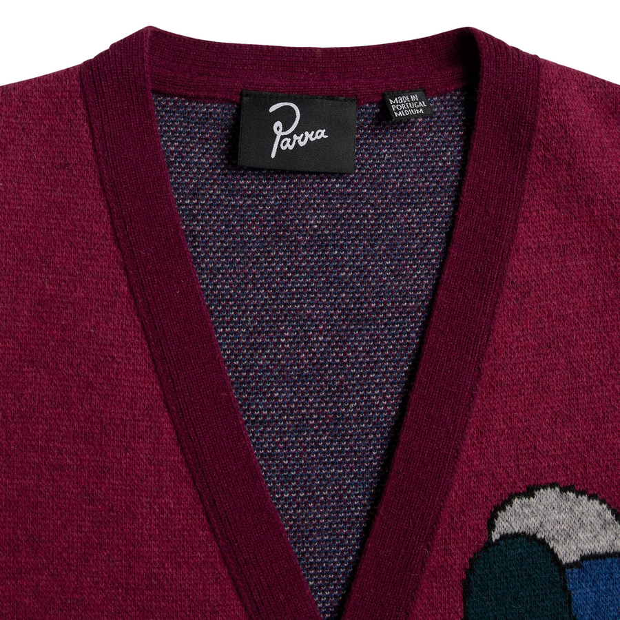 By Parra No Parking Knitted Cardigan Beet Red