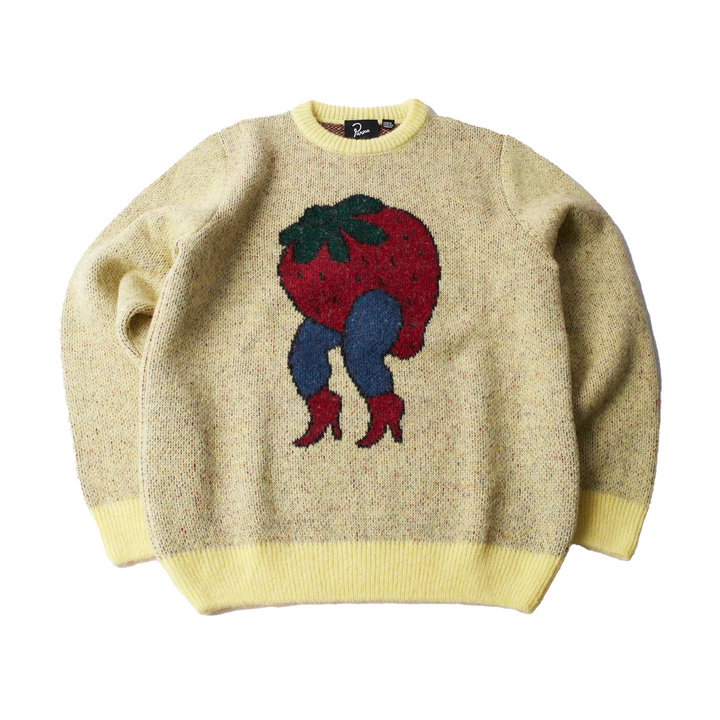 By Parra Stupid Strawberry Knitted Pullover Yellow