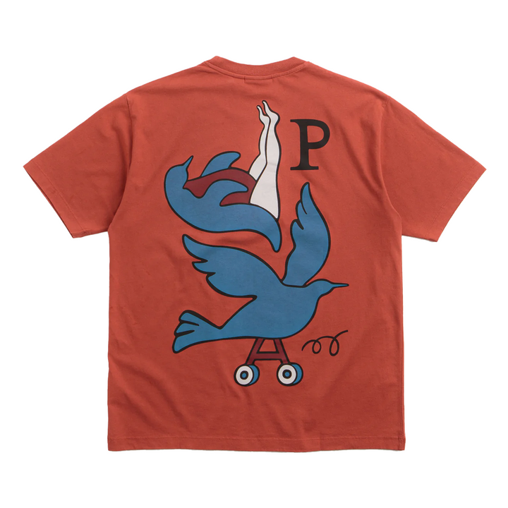 By Parra Wheeled Bird T-Shirt Rust