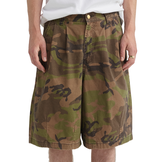 Pseushi Pleated Balloon Shorts Washed Camo