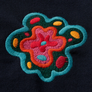 By Parra Flower Blob Knitted Polo Shirt Midnight Blue