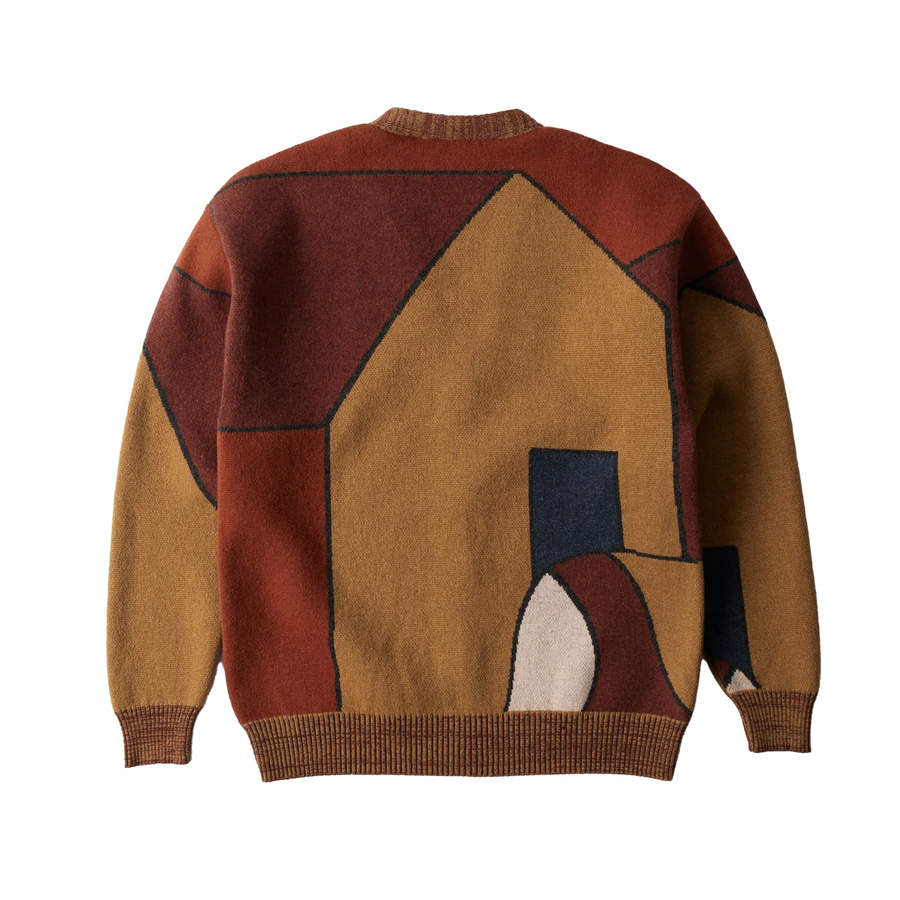 By Parra Your Stupid Shed Knitted Cardigan Brown