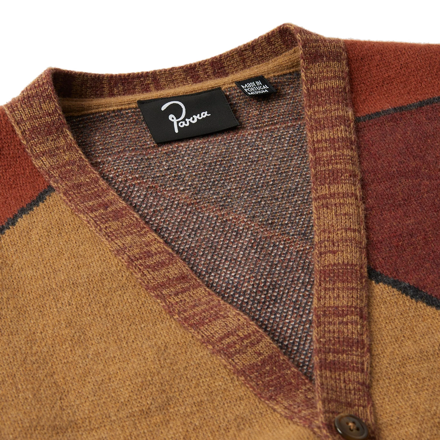 By Parra Your Stupid Shed Knitted Cardigan Brown