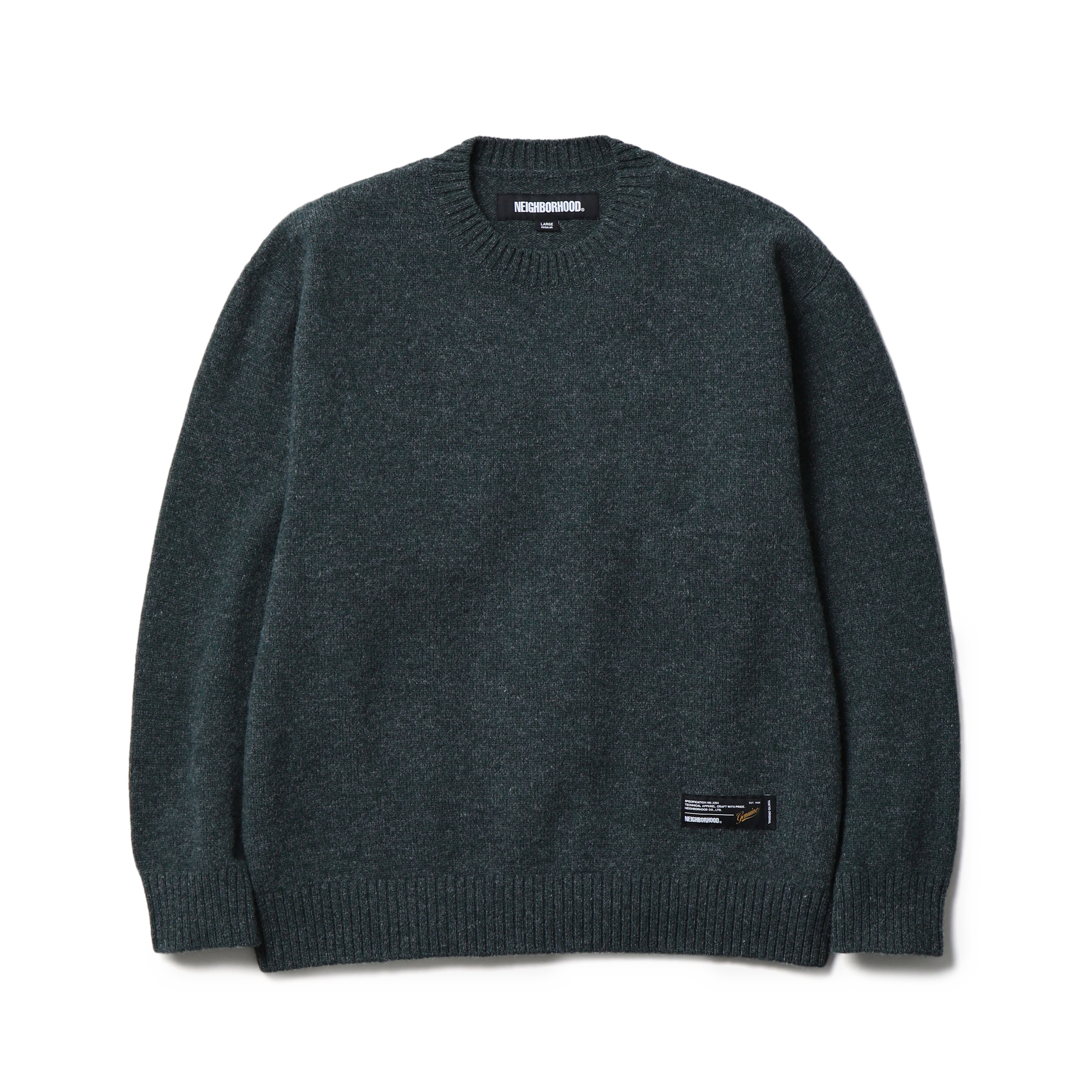 Neighborhood Plain Crewneck Sweater Green 252FUNH-KNM03