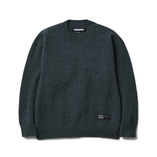 Neighborhood Plain Crewneck Sweater Green 252FUNH-KNM03