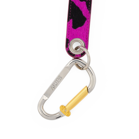 Aries Column Carabiner Cow Print Pony Keychain Pink