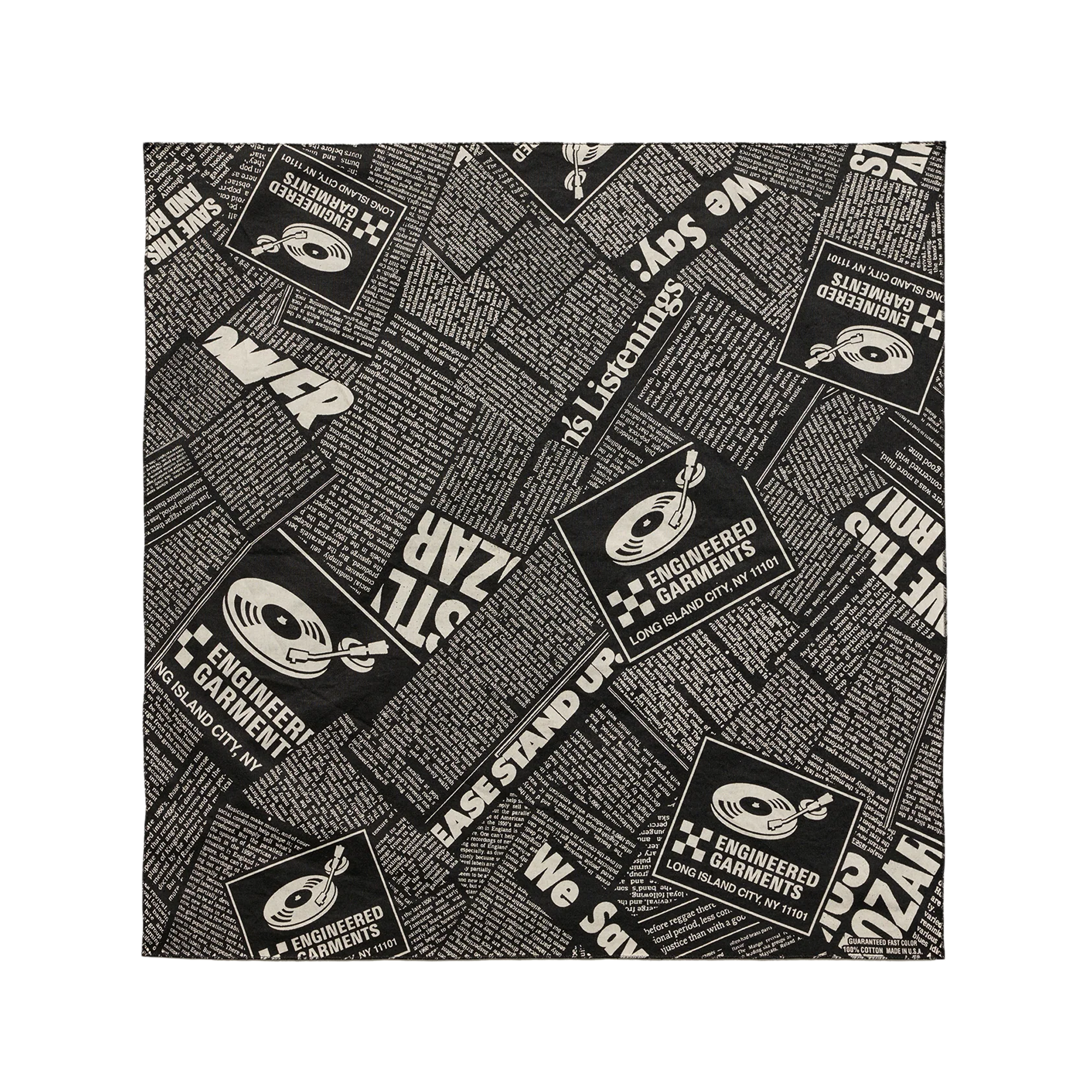 Engineered Garments Printed Bandana Black News