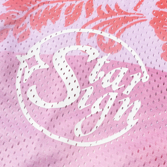 Aries Graphic Gothic Lace Airtex Long Sleeve T-Shirt Pink