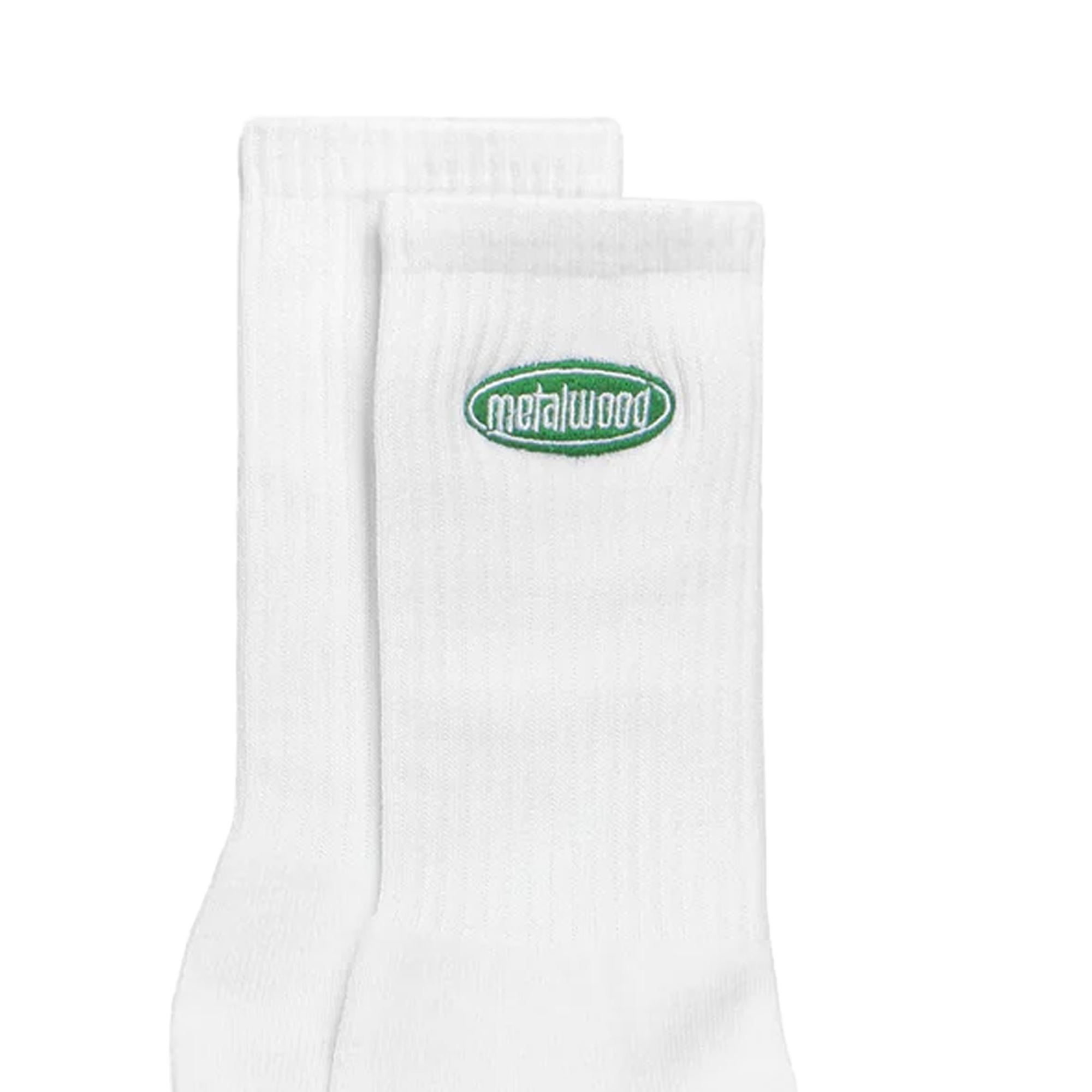 Metalwood Oval Logo Crew Sock White
