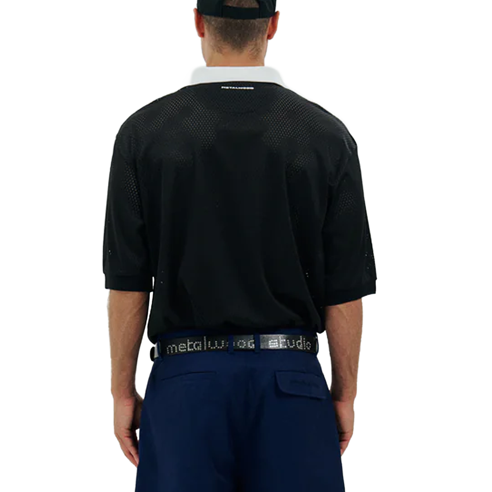 Metalwood Quarter Zip Jersey Polo Black