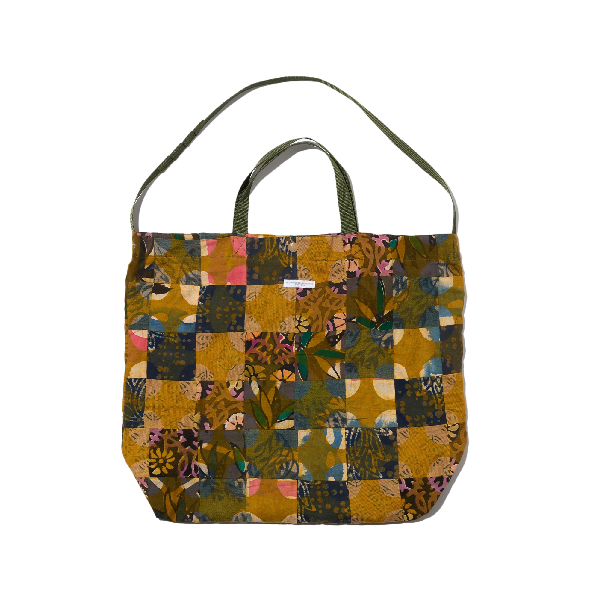 Engineered Garments Carry All Tote Olive Cotton Multi Pattern Patchwork