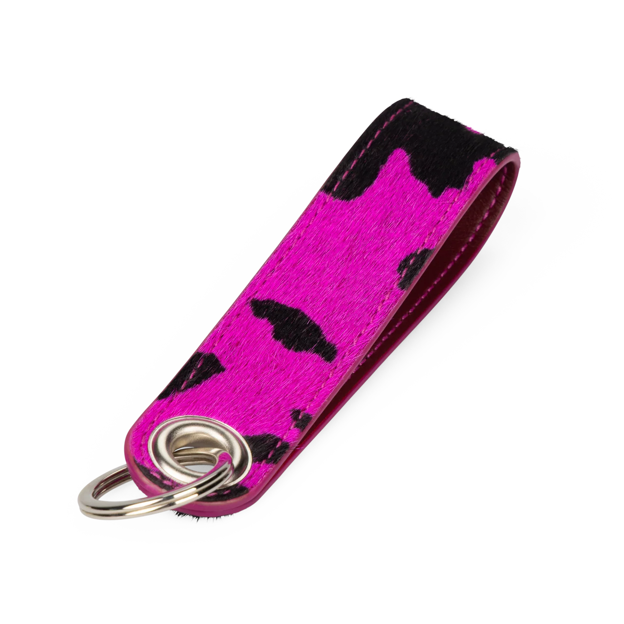 Aries Column Carabiner Cow Print Pony Keychain Pink