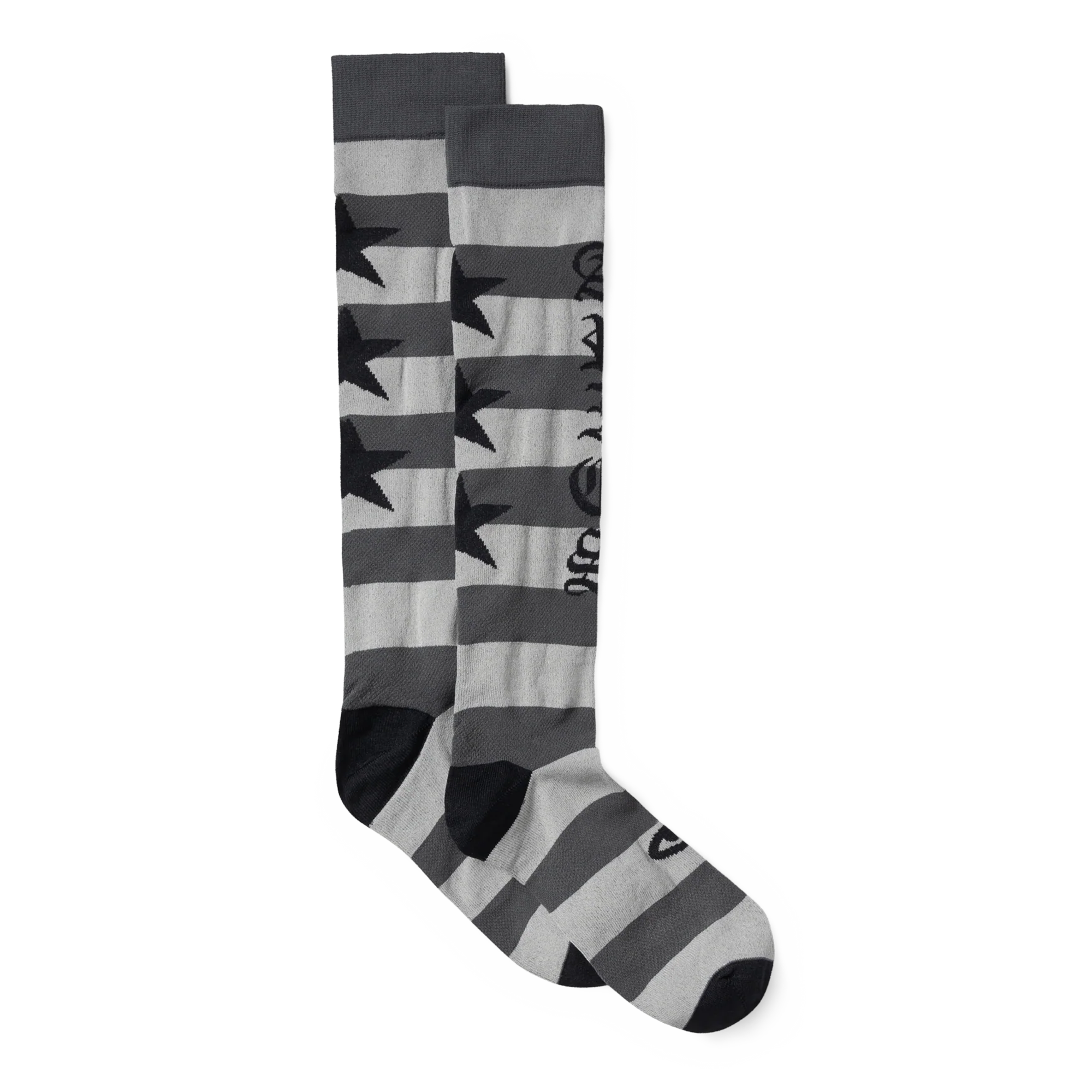 Aries Stripey Knee High Socks Black