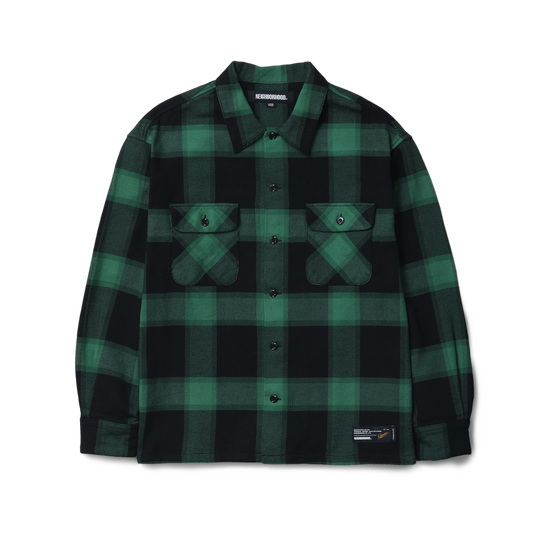 Neighborhood Buffalo Check Shirt Long Sleeve Green 252BENH-SHM02