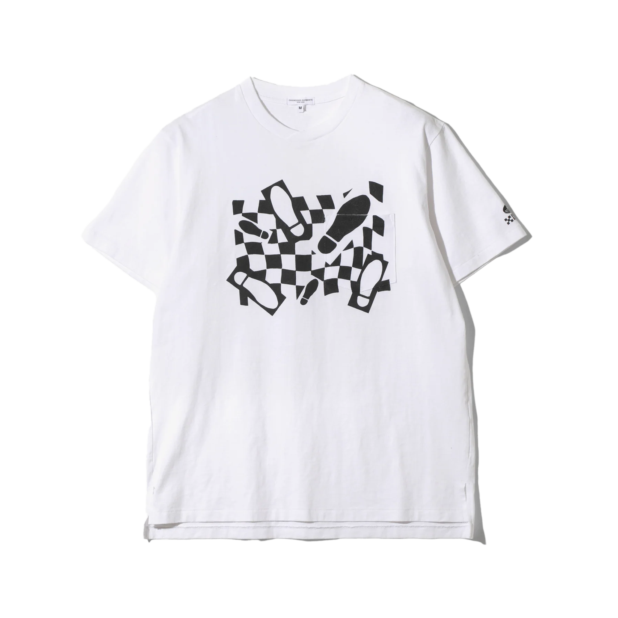 Engineered Garments Printed Cross Crew Neck T-shirt White Foot Print