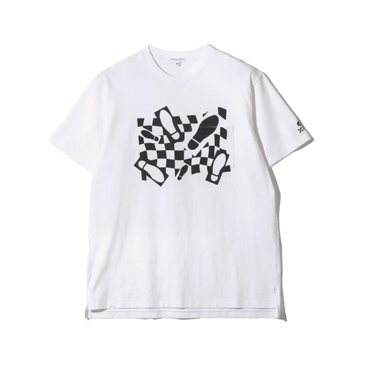 Engineered Garments Printed Cross Crew Neck T-shirt White Foot Print