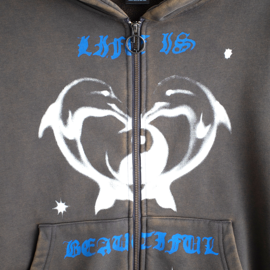 Jungles Jungles Beautiful Life Zip Hoodie Vintage Grey