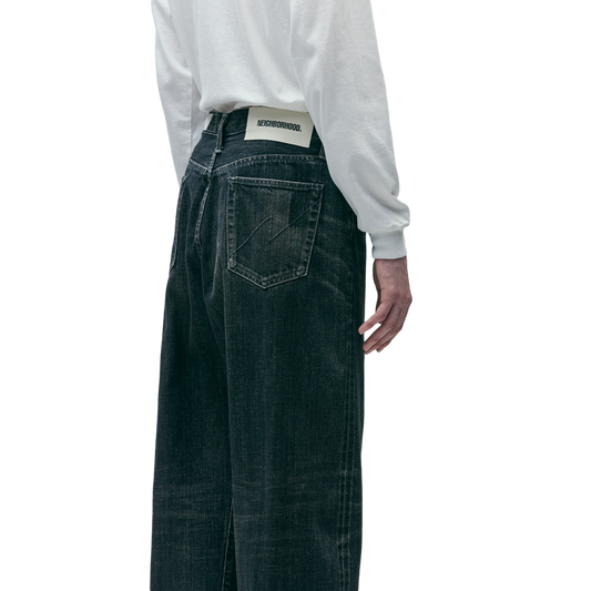 Neighborhood Washed Denim Dp Wide Pants Black 252XBNH-PTM04