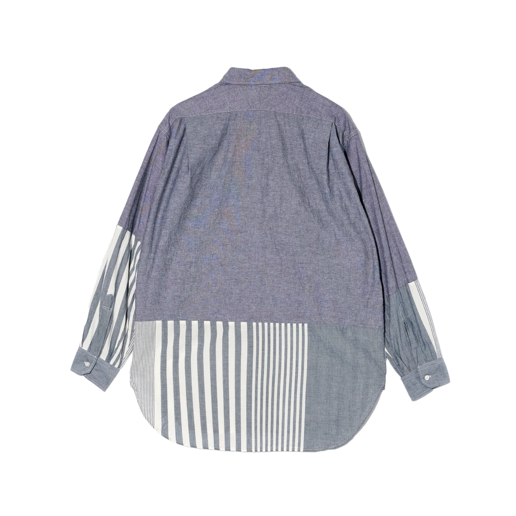 Engineered Garments Combo Spread Collar Shirt Grey Cotton Chambray