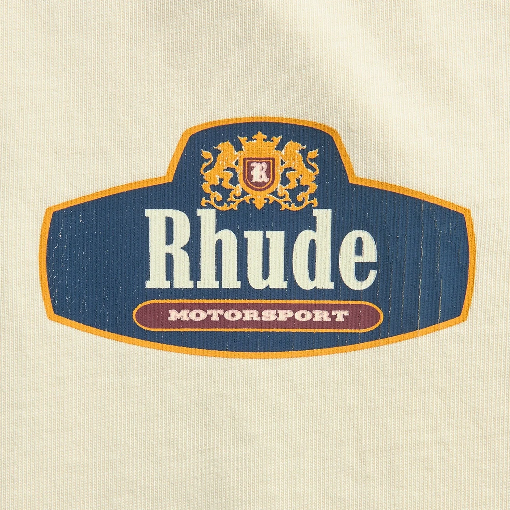 R H U D E Racing Crest T-Shirt Vintage White/ Navy