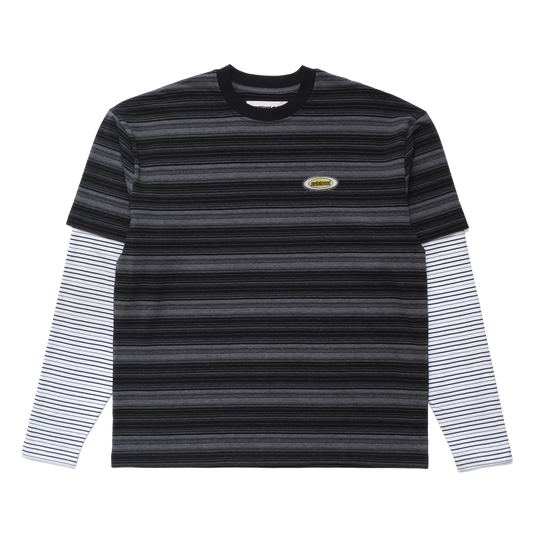 Metalwood Double Layer Striped T-Shirt Black