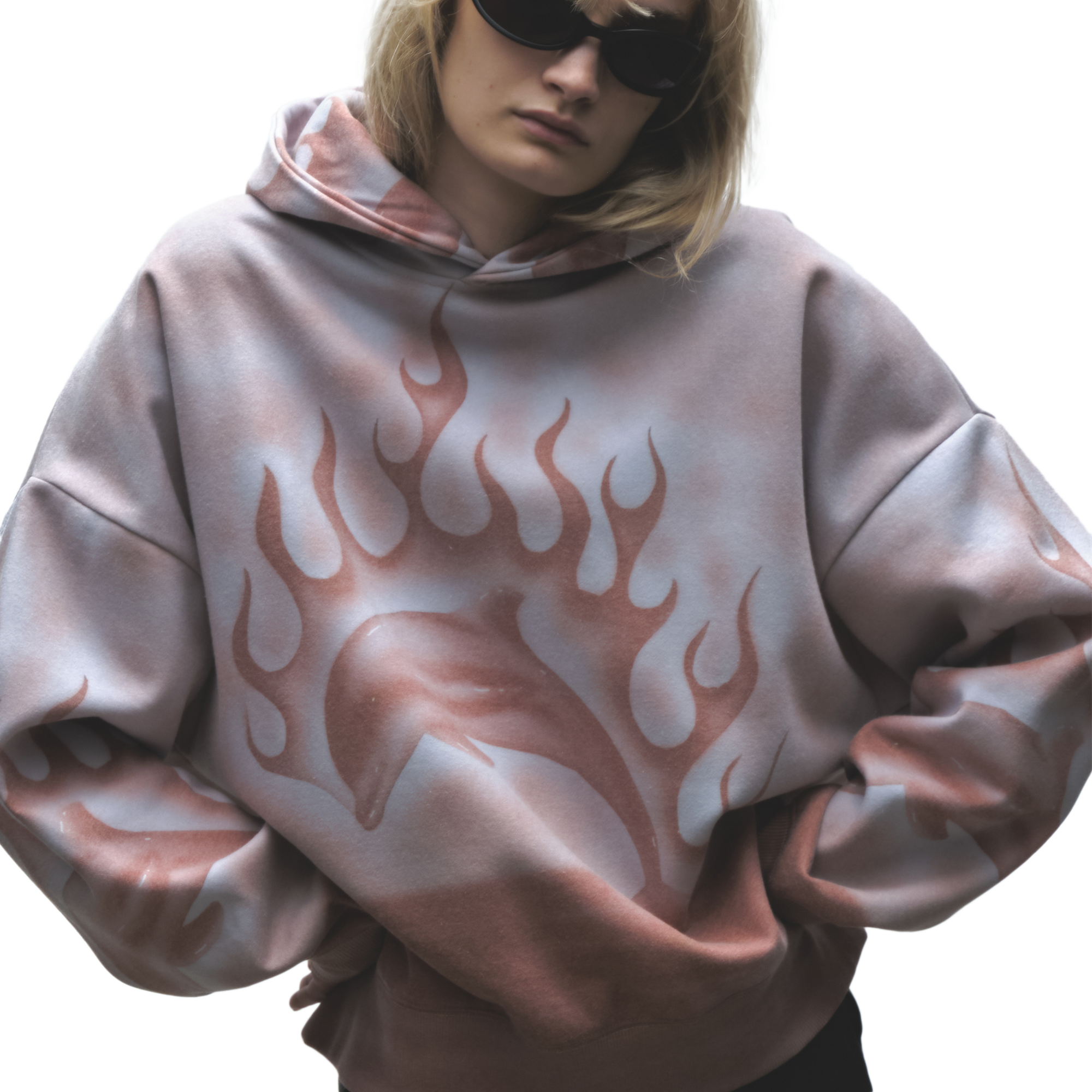 Jungles Jungles Flaming Dolphin Airbrush Hoodie Faded Red