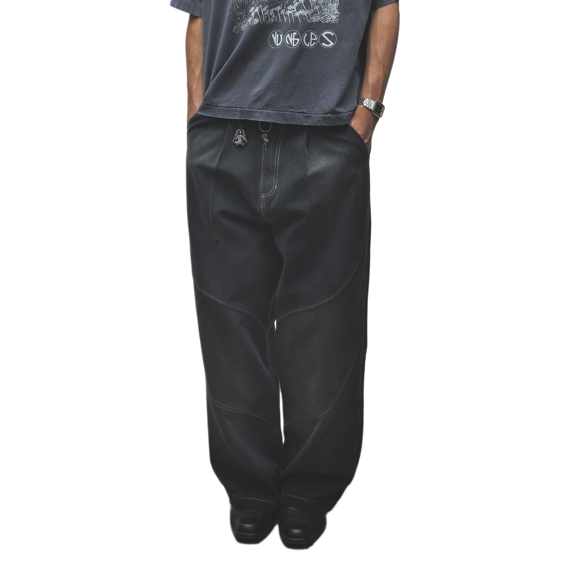 Jungles Jungles Sun Bleached Slant Pant Washed Black