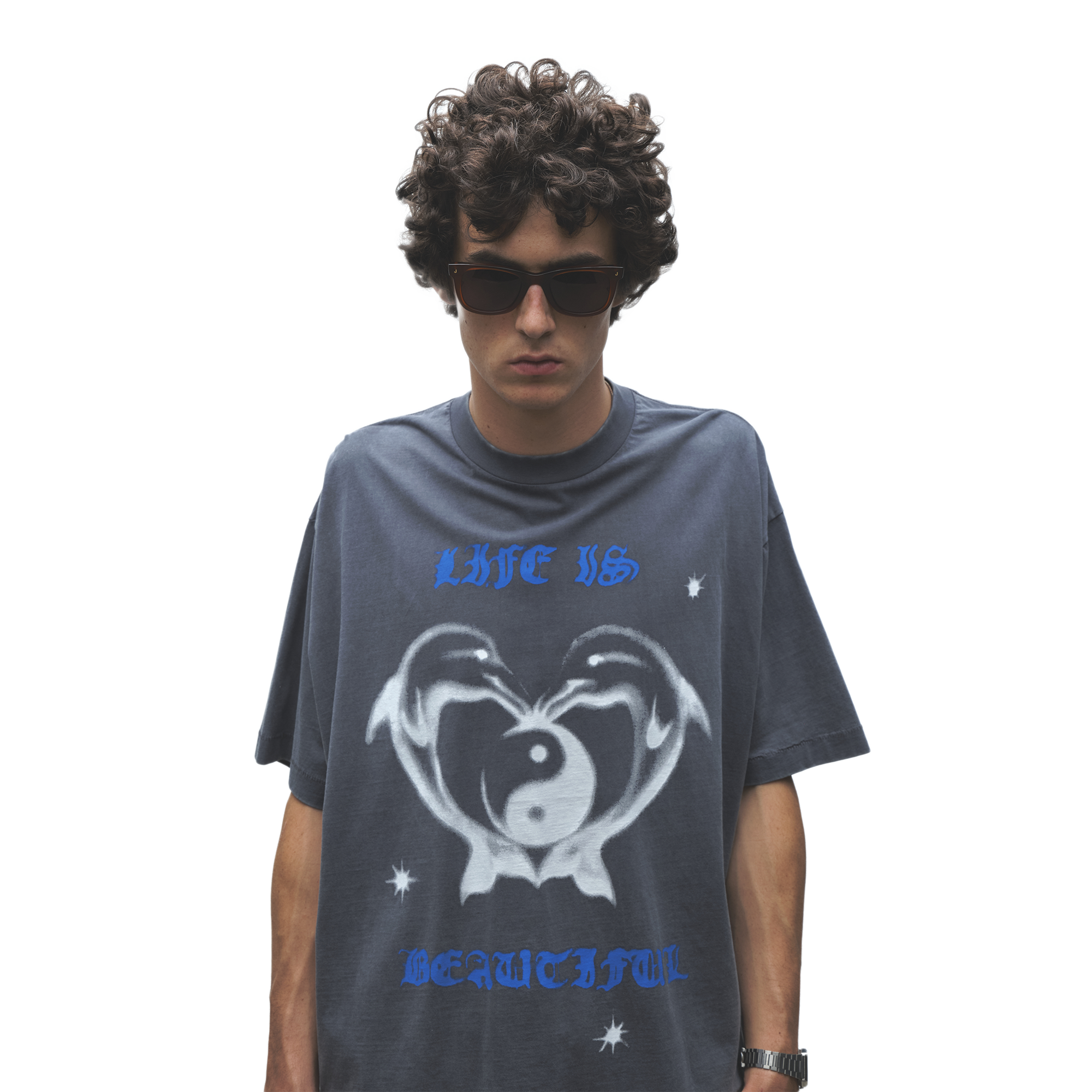 Jungles Jungles Life Is Beautiful T-Shirt Vintage Blue