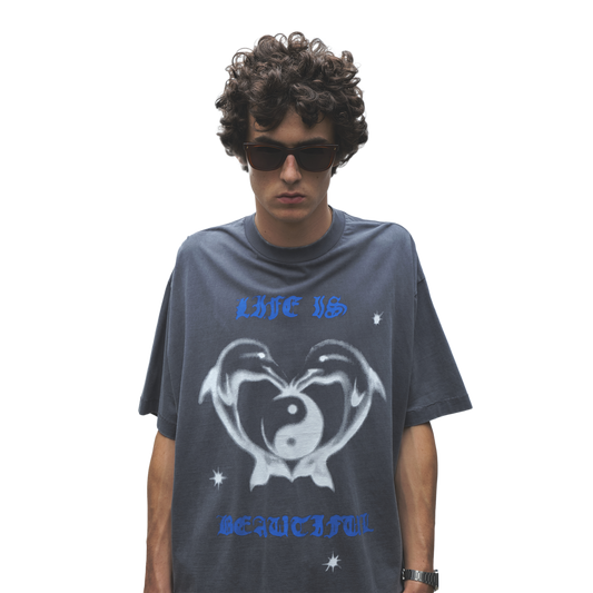 Jungles Jungles Life Is Beautiful T-Shirt Vintage Blue