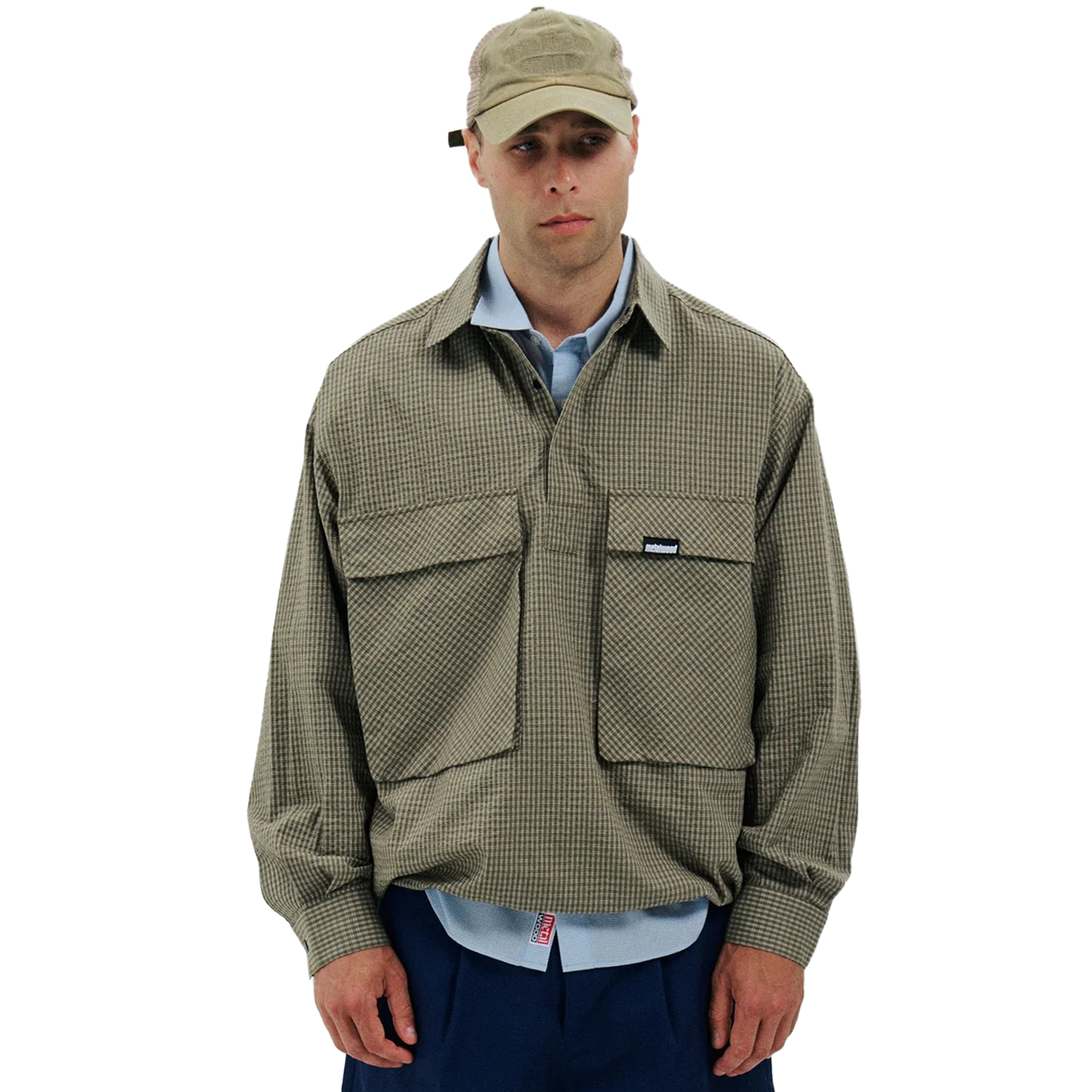 Metalwood Plaid Tactical Overshirt Green/White