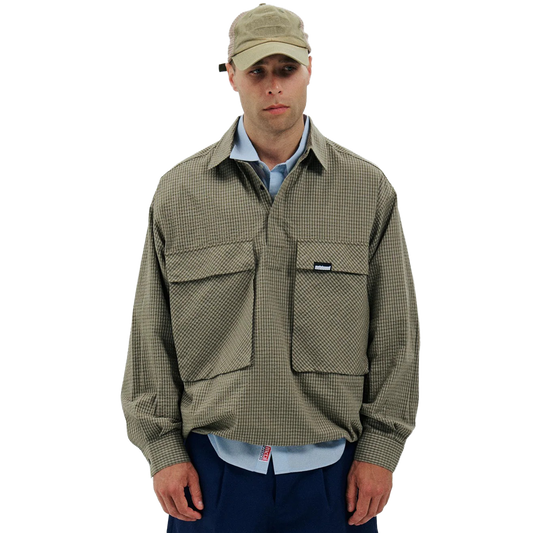 Metalwood Plaid Tactical Overshirt Green/White