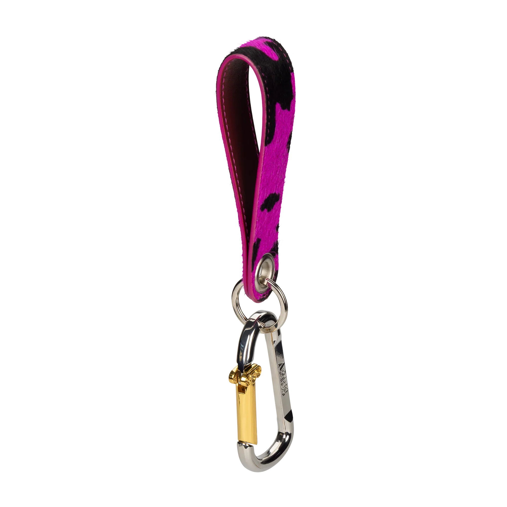 Aries Column Carabiner Cow Print Pony Keychain Pink