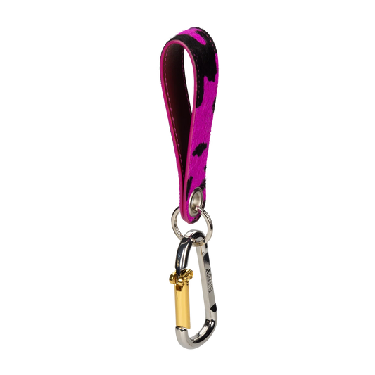 Aries Column Carabiner Cow Print Pony Keychain Pink